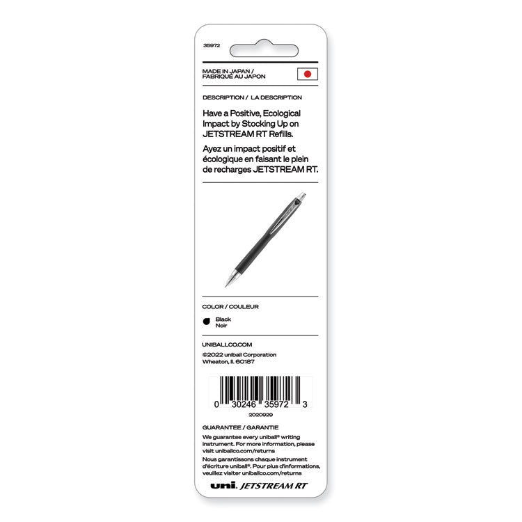 uniball® Refill for JetStream RT Pens, Bold Conical Tip, Black Ink, 2/Pack (UBC35972) Pack of 2