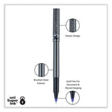 uniball® Deluxe Roller Ball Pen, Stick, Extra-Fine 0.5 mm, Blue Ink, Metallic Gray/Black/Blue Barrel, Dozen (UBC60027) 1 Dozen