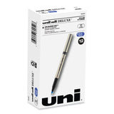uniball® Deluxe Roller Ball Pen, Stick, Fine 0.7 mm, Blue Ink, Champagne/Black/Blue Barrel, Dozen (UBC60053) 1 Dozen