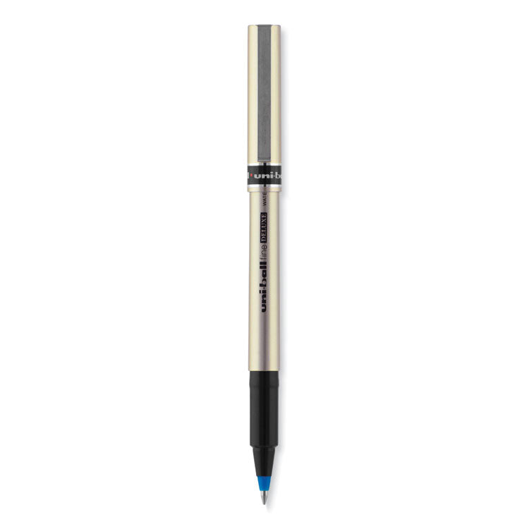 uniball® Deluxe Roller Ball Pen, Stick, Fine 0.7 mm, Blue Ink, Champagne/Black/Blue Barrel, Dozen (UBC60053) 1 Dozen