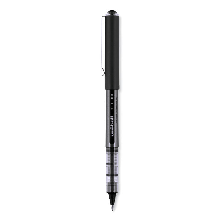 uniball® VISION Roller Ball Pen, Stick, Extra-Fine 0.5 mm, Black Ink, Gray/Black/Clear Barrel, Dozen (UBC60106) 1 Dozen