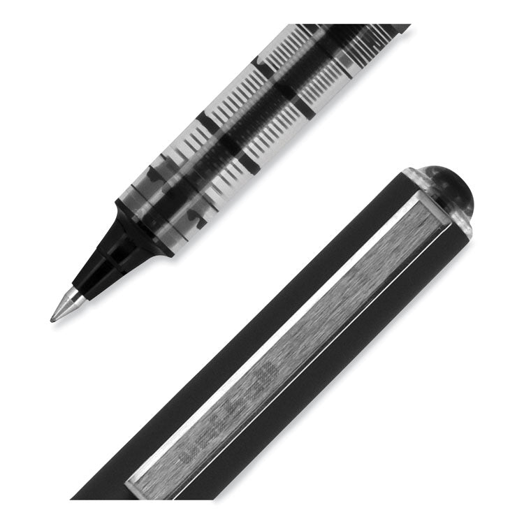 uniball® VISION Roller Ball Pen, Stick, Extra-Fine 0.5 mm, Black Ink, Gray/Black/Clear Barrel, Dozen (UBC60106) 1 Dozen