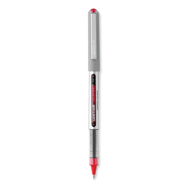 uniball® VISION Roller Ball Pen, Stick, Fine 0.7 mm, Red Ink, Silver/Red/Clear Barrel, Dozen (UBC60139) 1 Dozen