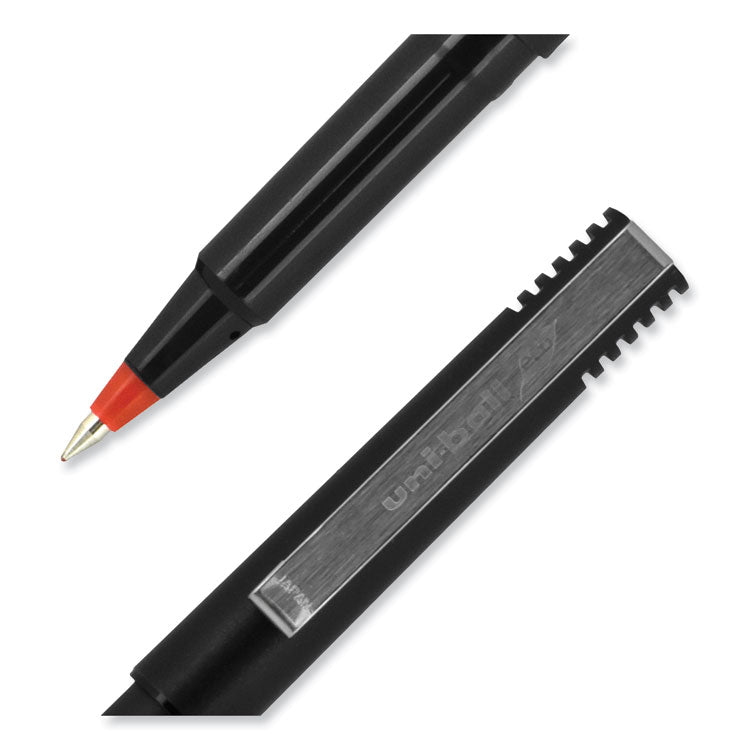 uniball® Roller Ball Pen, Stick, Extra-Fine 0.5 mm, Red Ink, Black/Red Barrel, Dozen (UBC60152) 1 Dozen