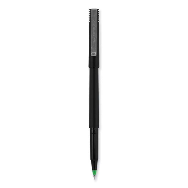 uniball® Roller Ball Pen, Stick, Extra-Fine 0.5 mm, Green Ink, Black/Green Barrel, Dozen (UBC60154) 1 Dozen