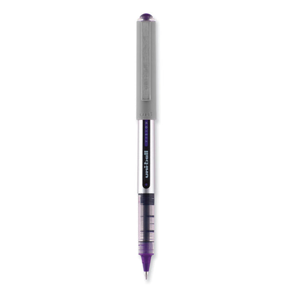 uniball® VISION Roller Ball Pen, Stick, Fine 0.7 mm, Violet Ink, Silver/Violet/Clear Barrel, Dozen (UBC60382) 1 Dozen