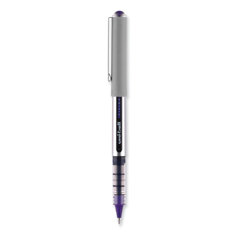 uniball® VISION Roller Ball Pen, Stick, Fine 0.7 mm, Violet Ink, Silver/Violet/Clear Barrel, Dozen (UBC60382) 1 Dozen