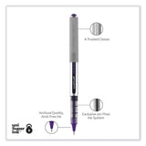 uniball® VISION Roller Ball Pen, Stick, Fine 0.7 mm, Violet Ink, Silver/Violet/Clear Barrel, Dozen (UBC60382) 1 Dozen