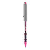 uniball® VISION Roller Ball Pen, Stick, Fine 0.7 mm, Pink Ink, Silver/Pink/Clear Barrel, Dozen (UBC60384) 1 Dozen