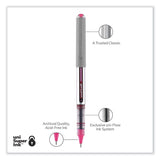 uniball® VISION Roller Ball Pen, Stick, Fine 0.7 mm, Pink Ink, Silver/Pink/Clear Barrel, Dozen (UBC60384) 1 Dozen