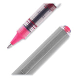 uniball® VISION Roller Ball Pen, Stick, Fine 0.7 mm, Pink Ink, Silver/Pink/Clear Barrel, Dozen (UBC60384) 1 Dozen