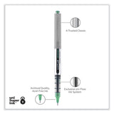 uniball® VISION Roller Ball Pen, Stick, Fine 0.7 mm, Green Ink, Silver/Green/Clear Barrel, Dozen (UBC60386) 1 Dozen