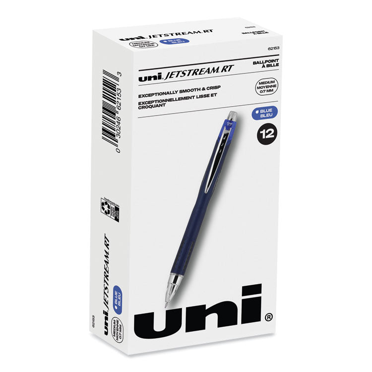 Jetstream Retractable Hybrid Gel Pen, Fine 0.7 mm, Blue Ink, Blue/Silver Barrel, Dozen (UBC62153) 1 Dozen