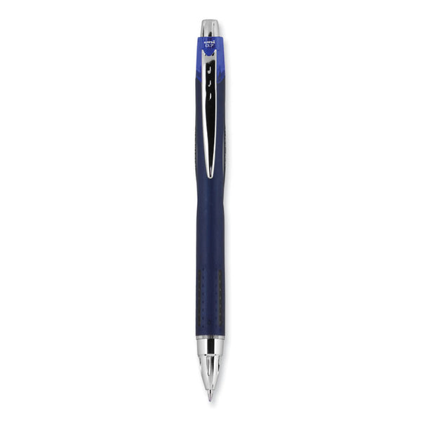 uniball® Jetstream Retractable Hybrid Gel Pen, Fine 0.7 mm, Blue Ink, Blue/Silver Barrel (UBC62153)