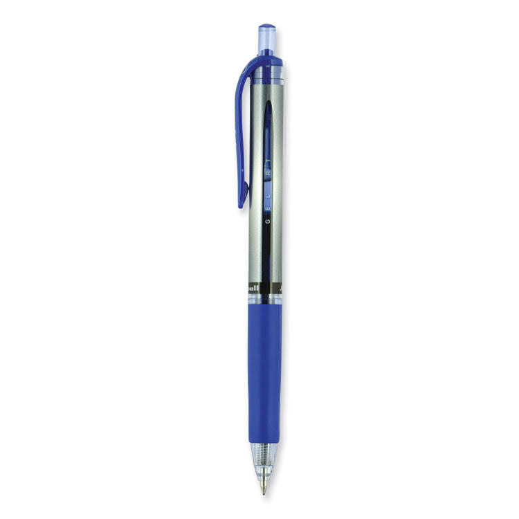 uniball® Signo Gel Pen, Retractable, Medium 0.7 mm, Blue Ink, Silver/Blue Barrel, Dozen (UBC65941) 1 Dozen
