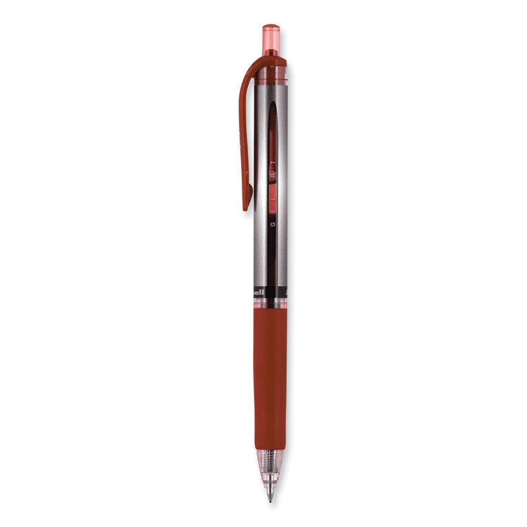 uniball® Signo Gel Pen, Retractable, Medium 0.7 mm, Red Ink, Silver/Red Barrel, Dozen (UBC65942) 1 Dozen