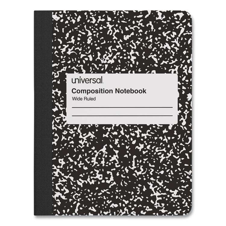 Universal® Composition Book, Wide/Legal Rule, Black Marble Cover, (100) 9.75 x 7.5 Sheets, 6/Pack (UNV20936)