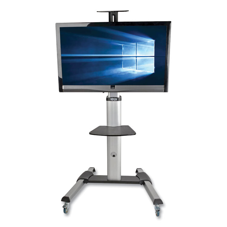 Tripp Lite Flat Panel Floor Stand, Tilt Range: -12 to +5, Metal, 1 Shelf, 110 lb Capacity, 32.6" x 27.6" x 81.5", Silver/Black (TRPDMCS3270XP) Each