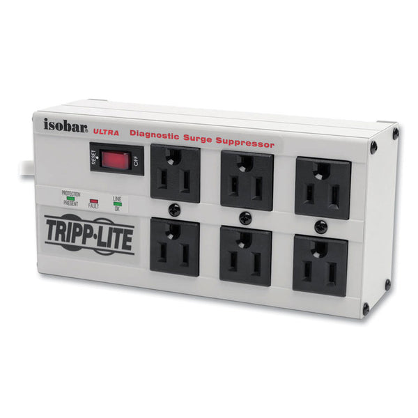 Tripp Lite Isobar Surge Protector, 6 AC Outlets, 6 ft Cord, 3,330 J, Light Gray (TRPISOBAR6ULTRA)