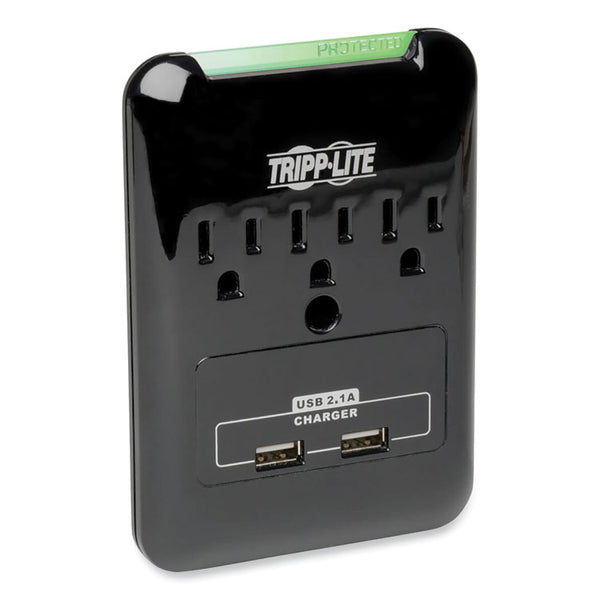 Tripp Lite Protect It! Surge Protector, 3 AC Outlets/2 USB Ports, 540 J, Black (TRPSK30USB)