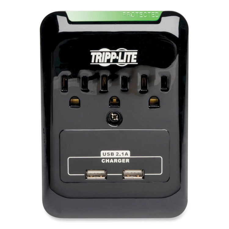 Tripp Lite Protect It! Surge Protector, 3 AC Outlets/2 USB Ports, 540 J, Black (TRPSK30USB)