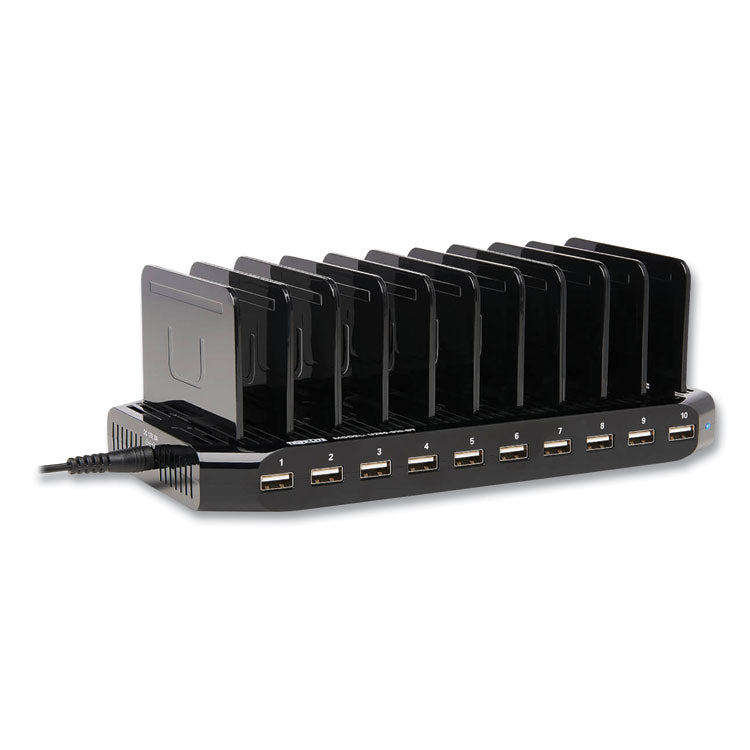 Tripp Lite Desktop Charging Station with Adjustable Storage, 10 Devices, 9.4 x 4.7 x 1, Black (TRPU280010ST) Each