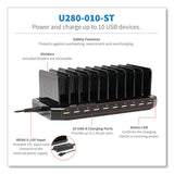 Tripp Lite Desktop Charging Station with Adjustable Storage, 10 Devices, 9.4 x 4.7 x 1, Black (TRPU280010ST) Each