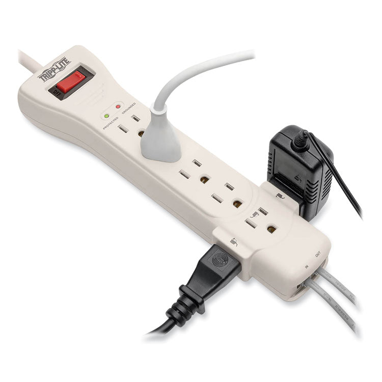 Tripp Lite Protect It! Surge Protector, 7 AC Outlets, 15 ft Cord, 2,520 J, Light Gray (TRPSUPER7TEL15)