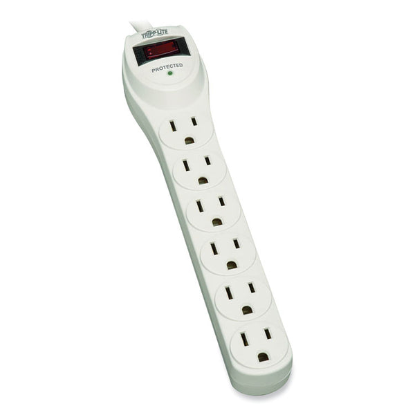 Tripp Lite Protect It! Home Computer Surge Protector, 6 AC Outlets, 2 ft Cord, 180 J, Light Gray (TRPTLP602)