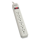 Tripp Lite Protect It! Surge Protector, 6 AC Outlets, 4 ft Cord, 790 J, Light Gray (TRPTLP604) Each
