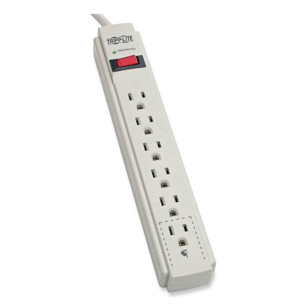 Tripp Lite Protect It! Surge Protector, 6 AC Outlets, 4 ft Cord, 790 J, Light Gray (TRPTLP604)