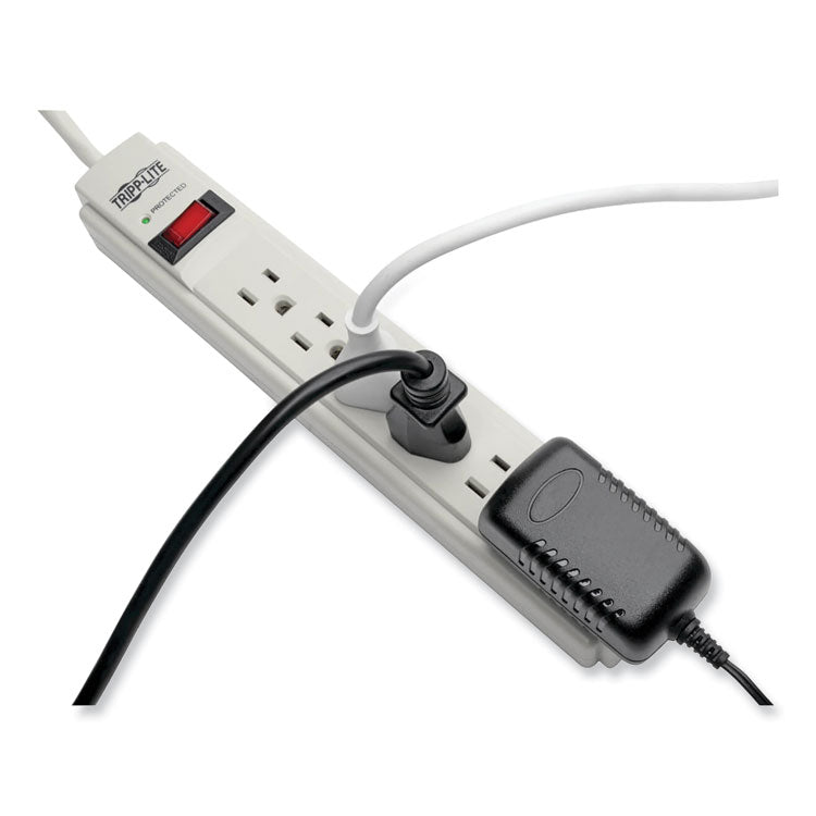 Tripp Lite Protect It! Surge Protector, 6 AC Outlets, 4 ft Cord, 790 J, Light Gray (TRPTLP604) Each