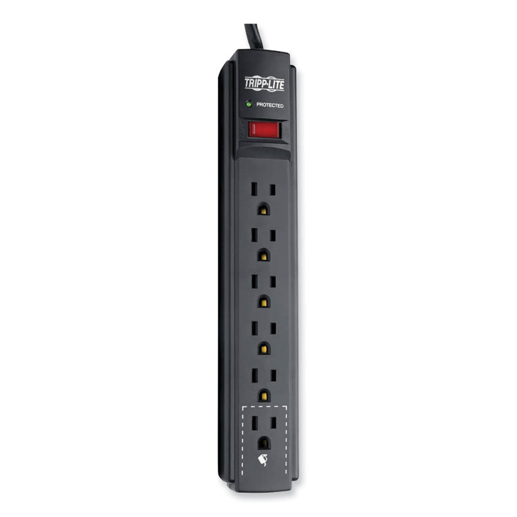 Tripp Lite Protect It! Surge Protector, 6 AC Outlets, 6 ft Cord, 790 J, Black (TRPTLP606B) Each