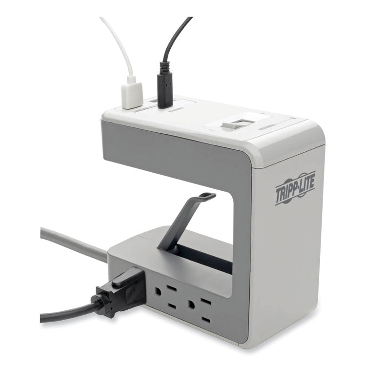 Tripp Lite Surge Protector, 6 AC Outlets/2 USB-A and 1 USB-C Ports, 8 ft Cord, 1,080 J, Gray (TRPTLP648USBC) Each