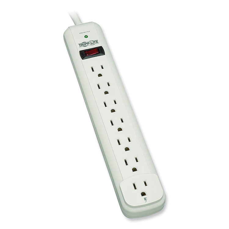 Tripp Lite Protect It! Surge Protector, 7 AC Outlets, 12 ft Cord, 1,080 J, Light Gray (TRPTLP712) Each