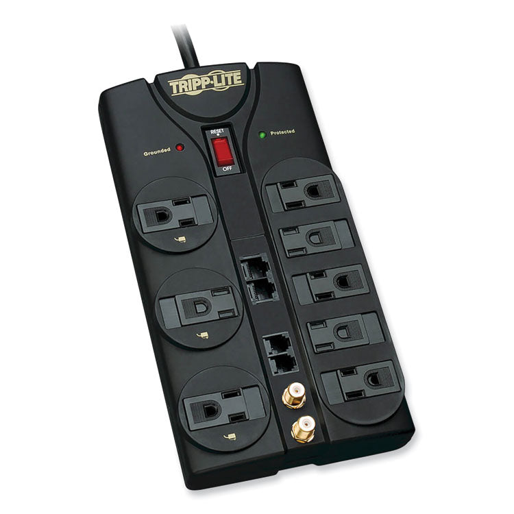 Tripp Lite Protect It! Surge Protector, 8 AC Outlets, 10 ft Cord, 3,240 J, Black (TRPTLP810NET) Each