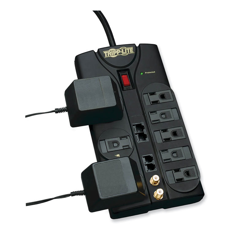 Tripp Lite Protect It! Surge Protector, 8 AC Outlets, 10 ft Cord, 3,240 J, Black (TRPTLP810NET) Each
