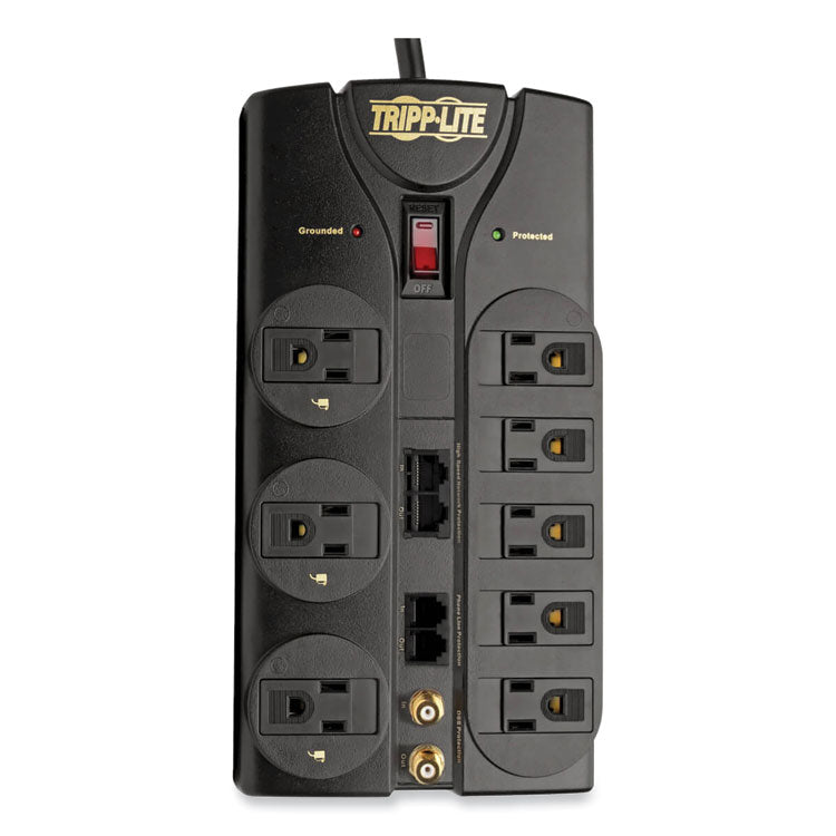 Tripp Lite Protect It! Surge Protector, 8 AC Outlets, 10 ft Cord, 3,240 J, Black (TRPTLP810NET) Each
