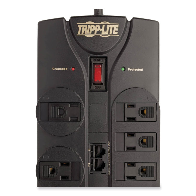 Tripp Lite Protect It! Surge Protector, 8 AC Outlets, 10 ft Cord, 3,240 J, Black (TRPTLP810NET) Each