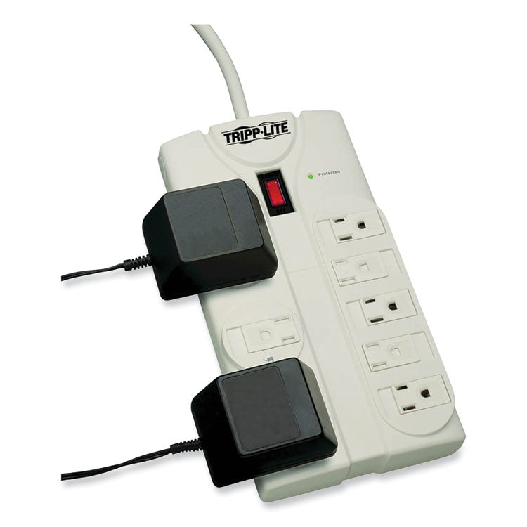 Tripp Lite Protect It! Surge Protector, 8 AC Outlets, 25 ft Cord, 1,440 J, Light Gray (TRPTLP825) Each