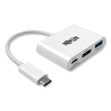 Tripp Lite USB 3.1 Gen 1 USB-C to HDMI 4K Adapter, USB-A/USB-C PD Charging Ports, 3", White (TRPU44406NH4UC) Each