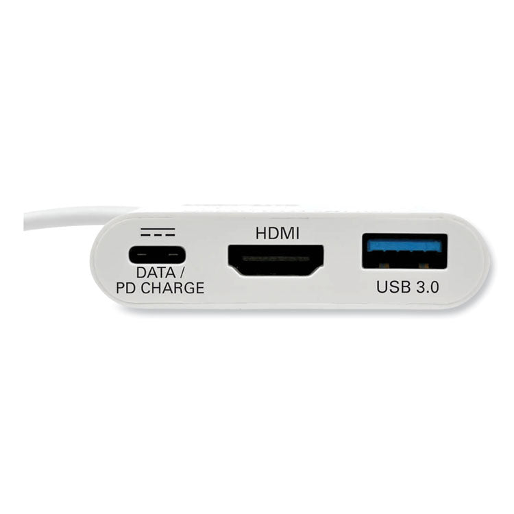Tripp Lite USB 3.1 Gen 1 USB-C to HDMI 4K Adapter, USB-A/USB-C PD Charging Ports, 3", White (TRPU44406NH4UC) Each