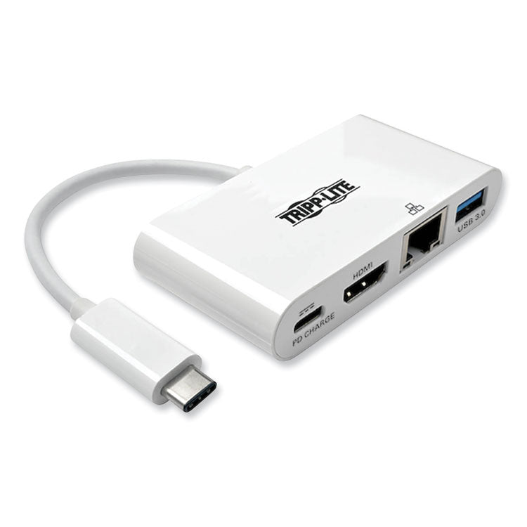 Tripp Lite USB 3.1 Gen 1 USB-C to HDMI Adapter, USB-A/USB-C PD Charging/Gigabit Ethernet, 3", White (TRPU44406NHGUC) Each