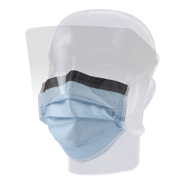 Precept® FluidGard® 160 Surgical Mask with Eye Shield Anti-fog Foam ASTM Level 3 Tie Closure One Size Fits Most (450595_BX) 25/BX