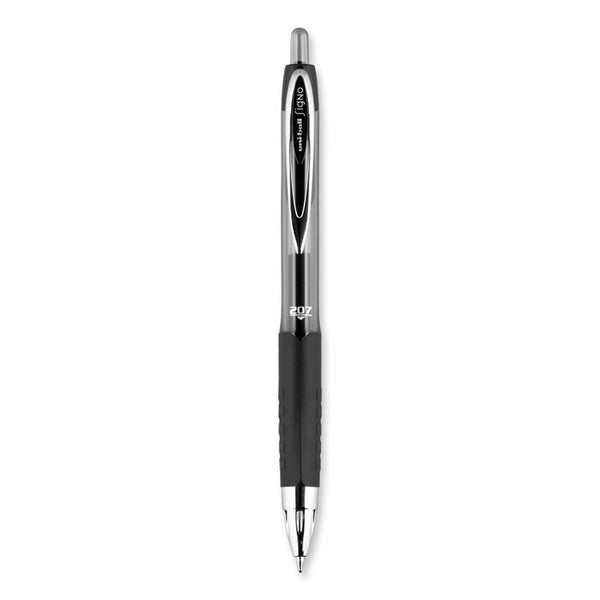 uniball® Signo 207 Gel Pen, Retractable, Medium 0.7 mm, Black Ink, Smoke/Black Barrel, Dozen (UBC33950) 1 Dozen