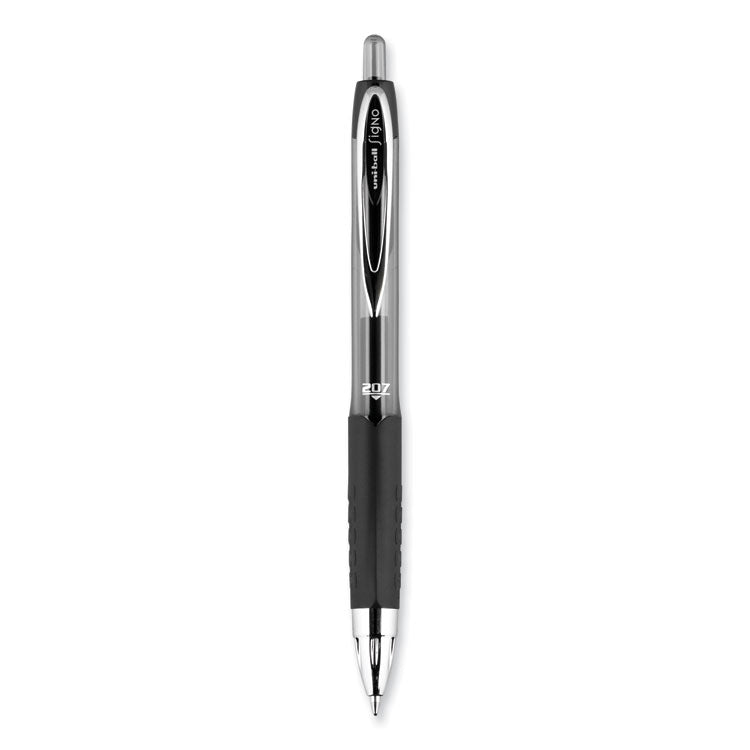 uniball® Signo 207 Gel Pen, Retractable, Medium 0.7 mm, Black Ink, Smoke/Black Barrel, Dozen (UBC33950) 1 Dozen