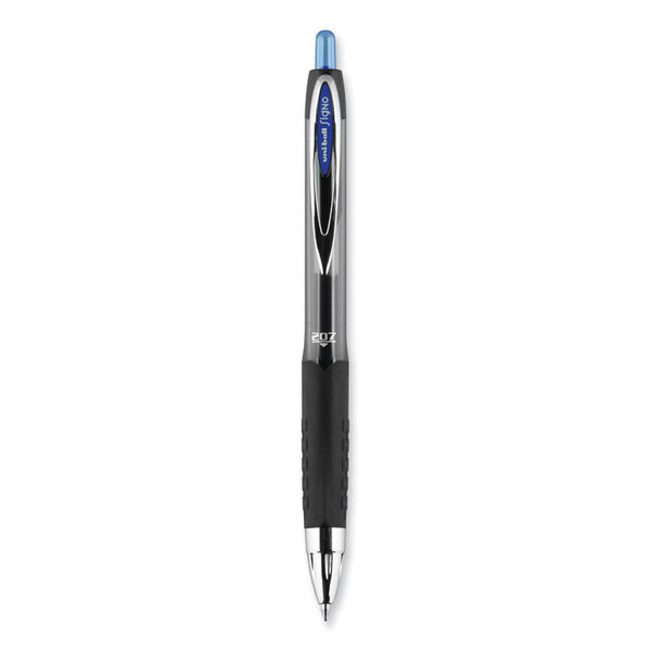 uniball® Signo 207 Gel Pen, Retractable, Medium 0.7 mm, Blue Ink, Smoke/Black/Blue Barrel, Dozen (UBC33951) 1 Dozen