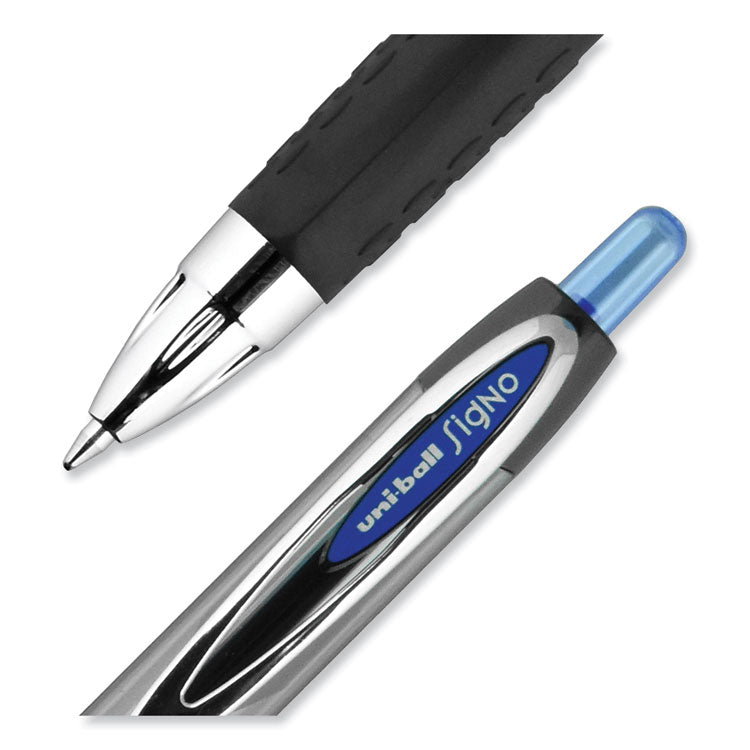 uniball® Signo 207 Gel Pen, Retractable, Medium 0.7 mm, Blue Ink, Smoke/Black/Blue Barrel, Dozen (UBC33951) 1 Dozen