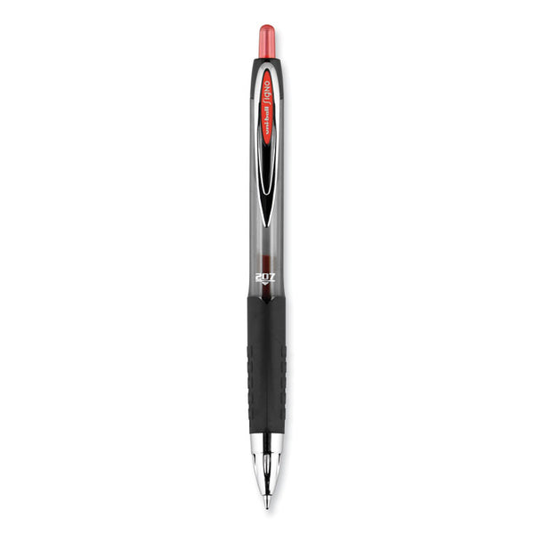 uniball® Signo 207 Gel Pen, Retractable, Medium 0.7 mm, Red Ink, Smoke/Black/Red Barrel, Dozen (UBC33952) 1 Dozen