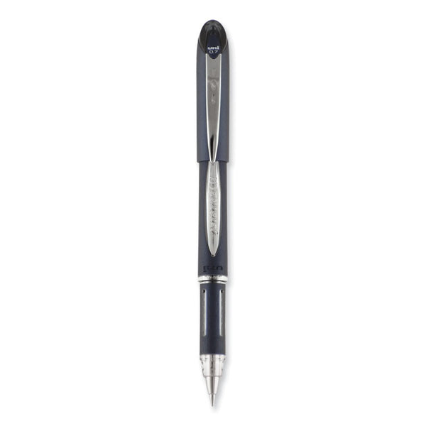 uniball® Jetstream Hybrid Gel Pen, Stick, Fine 0.7 mm, Black Ink, Black/Silver Barrel (UBC40173)
